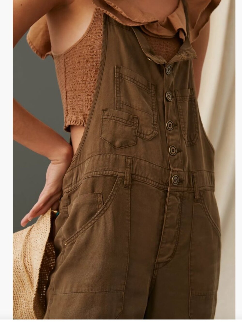 Anthropologie PIlcro Olive Green Painters Overalls Size 30 - Picture 2 of 15
